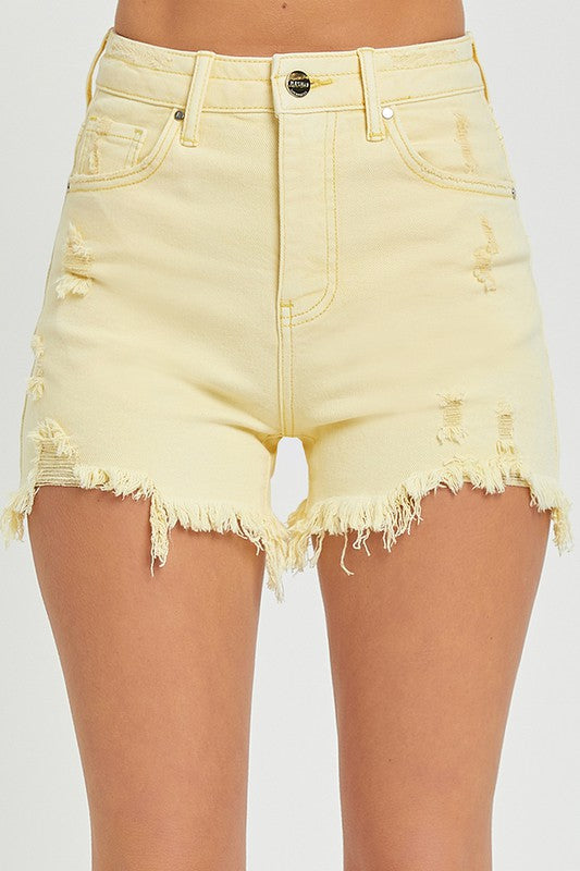 UNIVERSAL THREAD mustard yellow button fly high rise cutoff denim shorts  6/28 | Clothes design, Denim shorts, Fashion